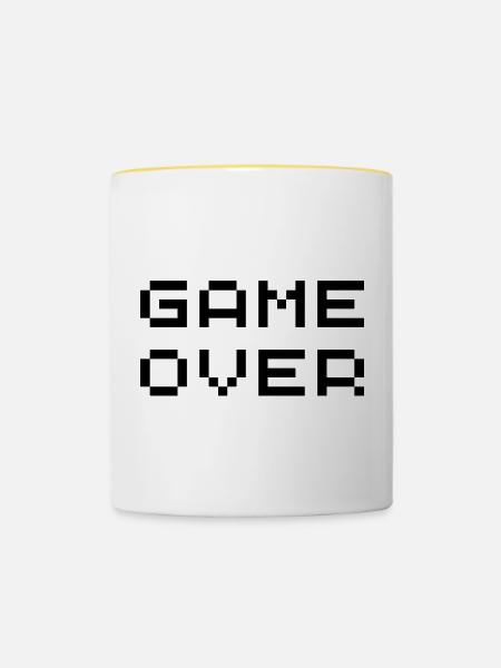 Retro-Spiel vorbei - Tasse zweifarbig - Weiß/Gelb
