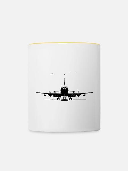 Düsenflugzeug - Tasse zweifarbig - Weiß/Gelb