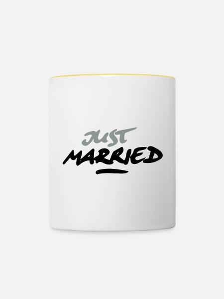 just married 2C - Tasse zweifarbig - Weiß/Gelb