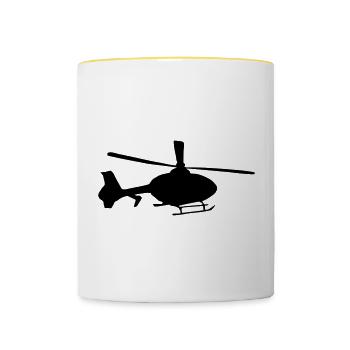 Hubschrauber, Helikopter - Tasse zweifarbig - Weiß/Gelb - Vorne