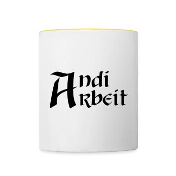 Andi Arbeit - Tasse zweifarbig - Weiß/Gelb - Vorne