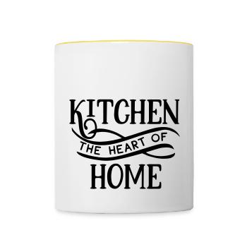 Küche Haushalt Kochen Essen Geschenk - Tasse zweifarbig - Weiß/Gelb - Vorne