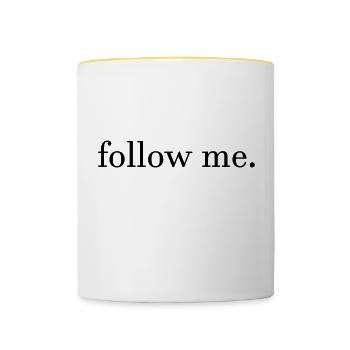 follow me - Tasse zweifarbig - Weiß/Gelb - Vorne