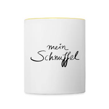 mein Schnuffel - Tasse zweifarbig - Weiß/Gelb - Vorne