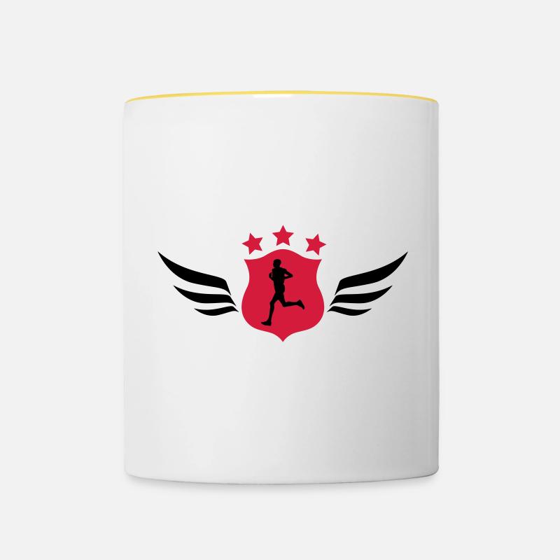 Running / Jogging / Run / Trail / Sport - Contrasting Mug - white/yellow
