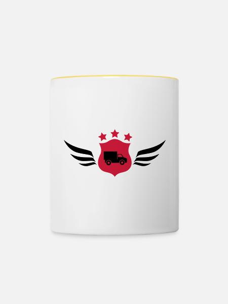 frachtführer / möbelpacker / mover / bewegen - Tasse zweifarbig - Weiß/Gelb