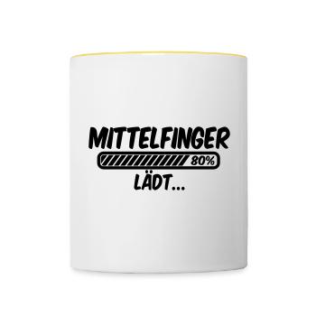 Mittelfinger lädt - Tasse zweifarbig - Weiß/Gelb - Vorne