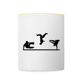 Freerunning, Free Running, Artistics - Tasse zweifarbig - Weiß/Gelb - Vorne