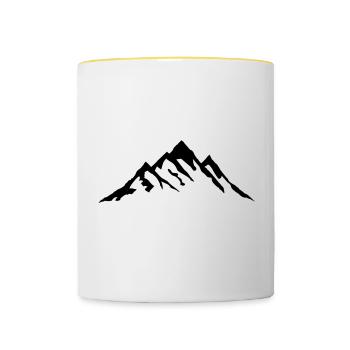 Berg, Berge, Bergkette - Tasse zweifarbig - Weiß/Gelb - Vorne
