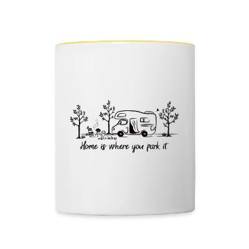 Home is where you park it Camper Gift - Contrasting Mug - white/yellow - Front
