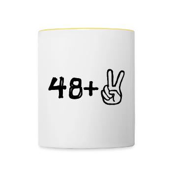 50 years birthday greetings - Contrasting Mug - white/yellow - Front
