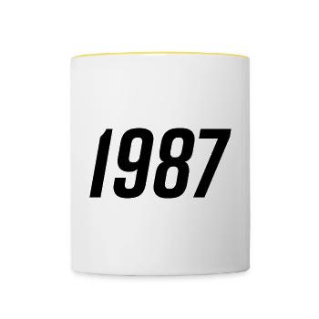 1987 Year of birth Gift - Contrasting Mug - white/yellow - Front