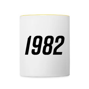 1982 Année de naissance Anniversaire - Mug contrasté - blanc/jaune - Devant