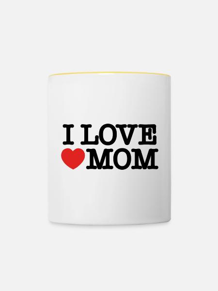 Ich liebe Mama - Tasse zweifarbig - Weiß/Gelb