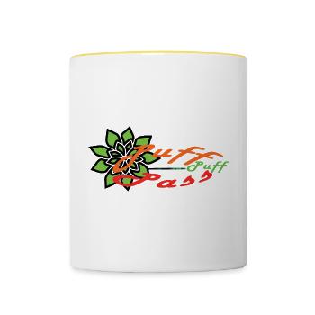 Puff-Puff-Pass !!! - Tasse zweifarbig - Weiß/Gelb - Vorne
