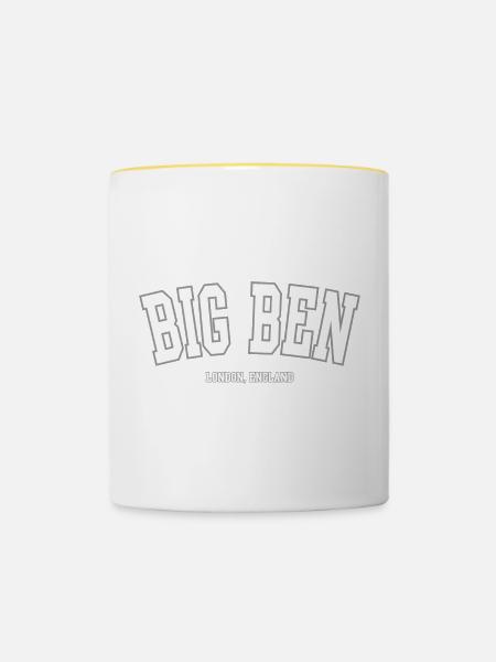 Big Ben London Druck - Tasse zweifarbig - Weiß/Gelb
