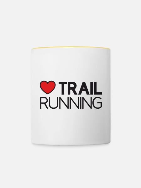 Ich liebe Trailrunning - Tasse zweifarbig - Weiß/Gelb
