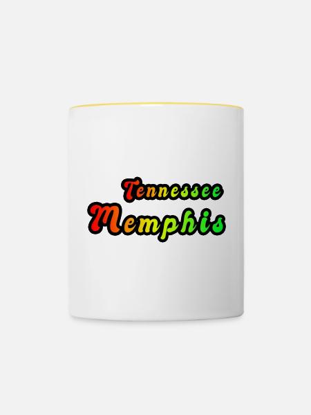 Memphis Tennessee Regenbogen Design - Tasse zweifarbig - Weiß/Gelb