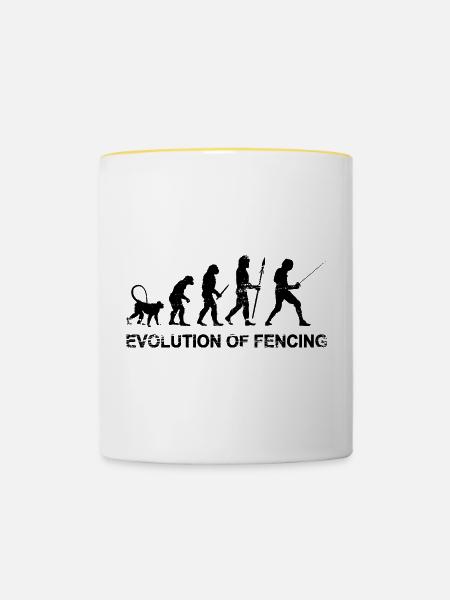 Entwicklung des Fechtens - Tasse zweifarbig - Weiß/Gelb