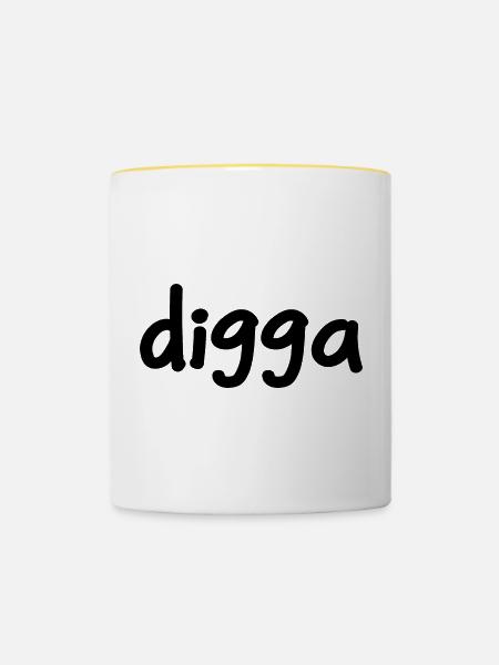 digga - Jugendwort - Tasse zweifarbig - Weiß/Gelb
