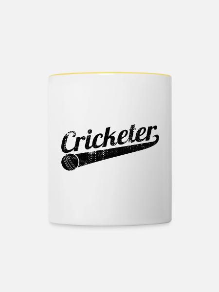 Kricketspieler - Tasse zweifarbig - Weiß/Gelb