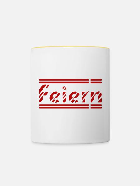 Feiern - Tasse zweifarbig - Weiß/Gelb