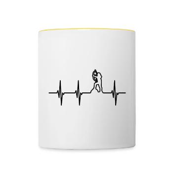 Bogensportlerin Herzschlag - Tasse zweifarbig - Weiß/Gelb - Vorne