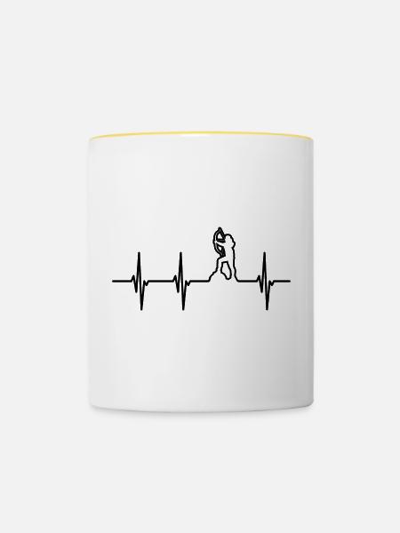 Bogensportlerin Herzschlag - Tasse zweifarbig - Weiß/Gelb