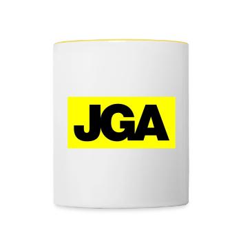 Emblème / Logo d’enterrement de vie de garçon 2C - Mug contrasté - blanc/jaune - Devant