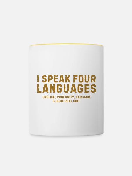 Ich spreche vier Sprachen - Tasse zweifarbig - Weiß/Gelb