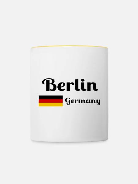 Berlin, Deutschland - Stilvolle Drucke - Tasse zweifarbig - Weiß/Gelb