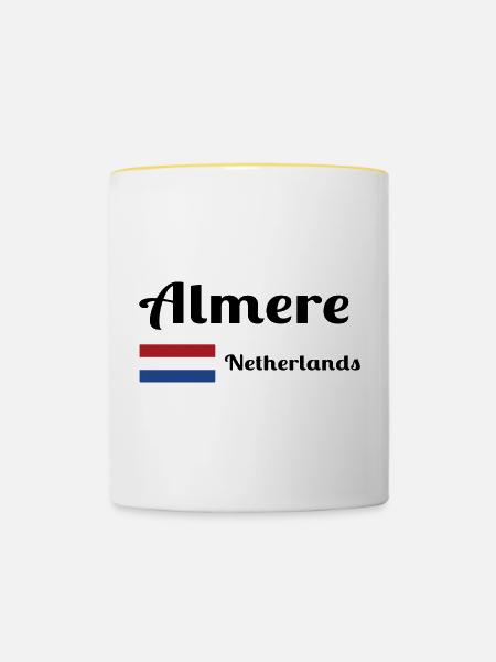 Almere Niederlande - Stilvolle Drucke - Tasse zweifarbig - Weiß/Gelb