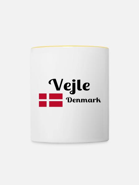 Vejle Denmark - Stilvolle Drucke - Tasse zweifarbig - Weiß/Gelb