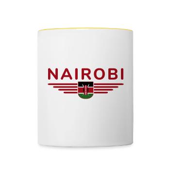 Nairobi Fans: T-Shirt für Kenia-Liebhaber - Tasse zweifarbig - Weiß/Gelb - Vorne