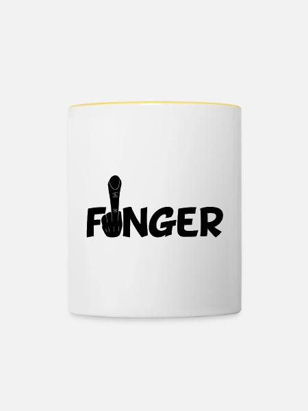 Der Finger (schwarz) - Tasse zweifarbig - Weiß/Gelb