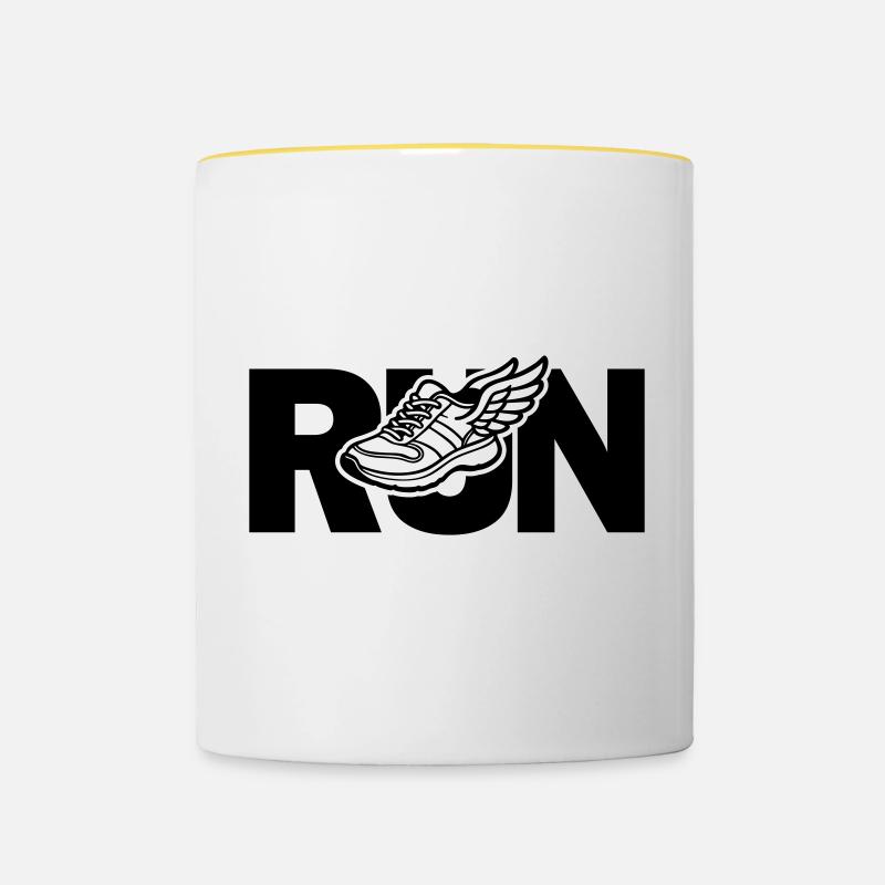 Run - running - Contrasting Mug - white/yellow