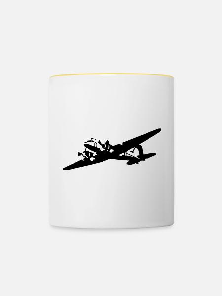 DC-3 - Tasse zweifarbig - Weiß/Gelb