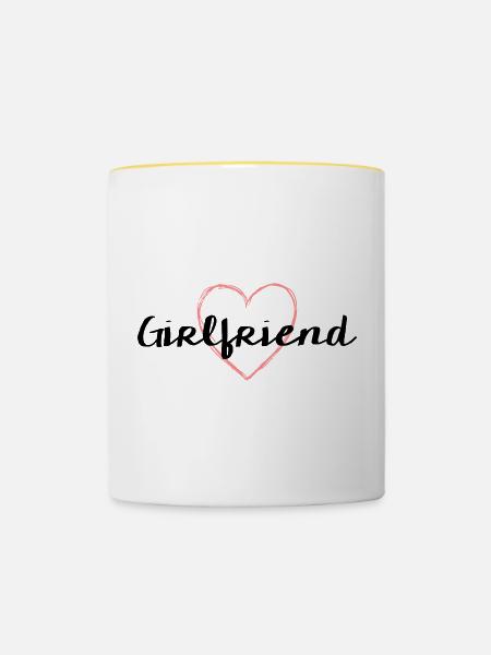 Girlfriend Herz Junggesellenabschied - Tasse zweifarbig - Weiß/Gelb