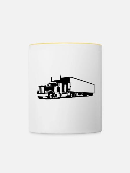 Truck - Tasse zweifarbig - Weiß/Gelb