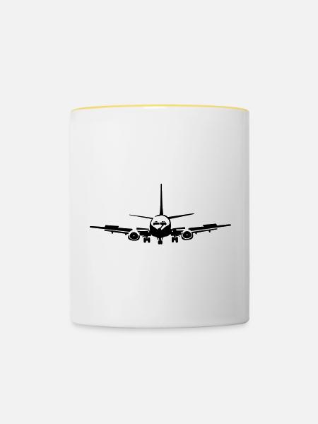 Passagierflugzeug - Tasse zweifarbig - Weiß/Gelb