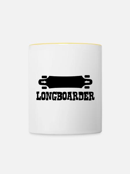 Longboard,Longboarder,Skateboard,Skate,Skater - Tasse zweifarbig - Weiß/Gelb