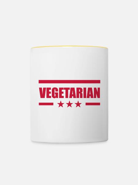 Vegetarian - Tasse zweifarbig - Weiß/Gelb