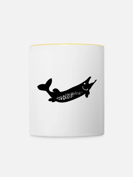 Fisch - Tasse zweifarbig - Weiß/Gelb