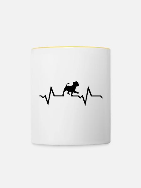 Hund & Herzschlag - Tasse zweifarbig - Weiß/Gelb