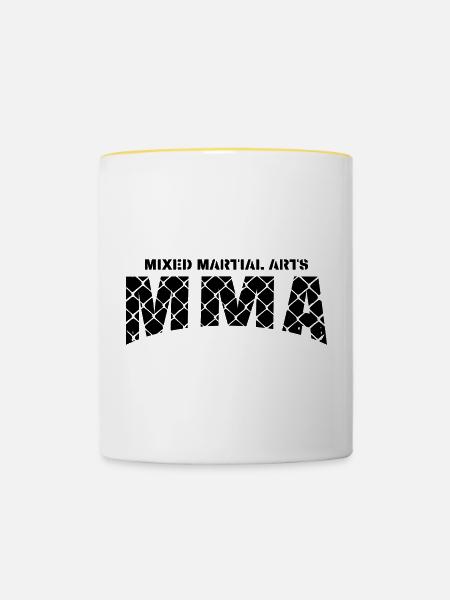 MMA Mixed Martial Arts - Tasse zweifarbig - Weiß/Gelb