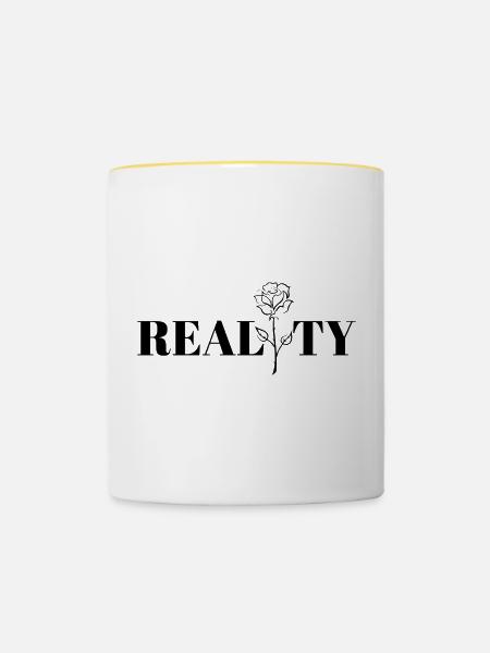 Cooles Design, Realität. - Tasse zweifarbig - Weiß/Gelb