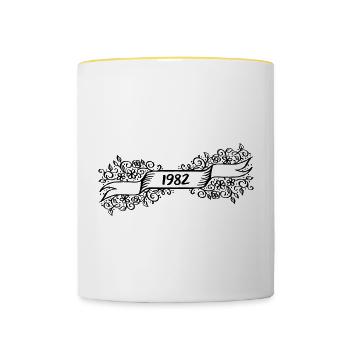 1982 Born birthday present - Contrasting Mug - white/yellow - Front