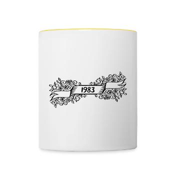 1983 Jahrgang Geburtstagsgeschenk - Tasse zweifarbig - Weiß/Gelb - Vorne