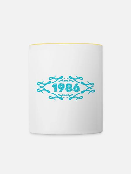 Style Geschenkidee 1986 - Tasse zweifarbig - Weiß/Gelb