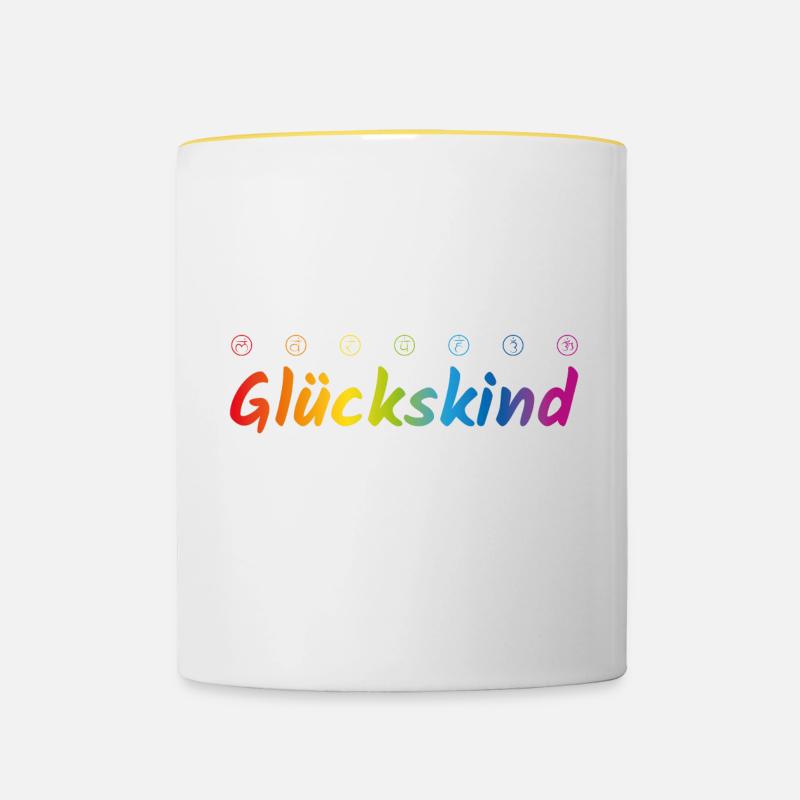 Glückskind - Tasse zweifarbig - Weiß/Gelb